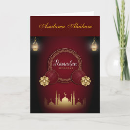 Cartão Cumprimentos Personalizados de Ramadan Kareem e Ei