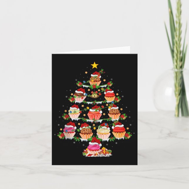 Cartão Cupcake Christmas Tree Lights Funny Fast Food Cupc (Frente)