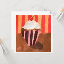 Cartão Cupcake com cobertura de baunilha