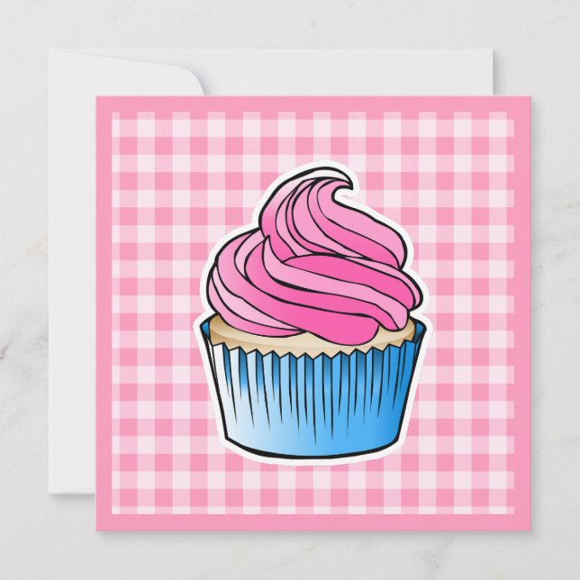 Cartão Cupcake Cor-de-Rosa Dia das Mães (Frente)