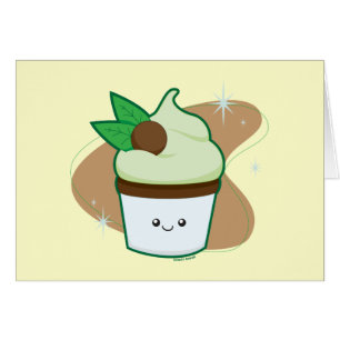 Cartão Cupcake da microplaqueta da hortelã