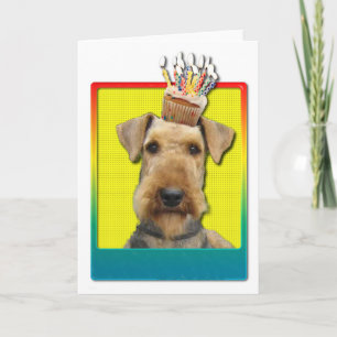 Cartão Cupcake de aniversário - Airedale