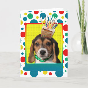Cartão Cupcake de aniversário - Beagle Puppy - Chloe
