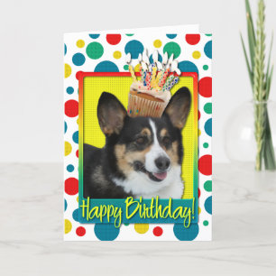 Cartão Cupcake de aniversário - Corgi