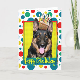 Cartão Cupcake de aniversário - German shepherd - Kuno