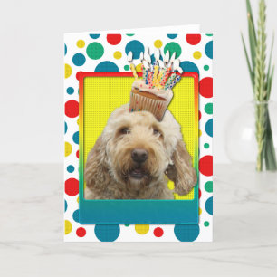 Cartão Cupcake de aniversário - GoldenDoodle