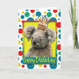 Cartão Cupcake de aniversário - Koala