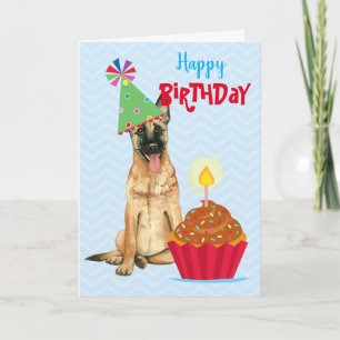 Cartão Cupcake de aniversário Malinois