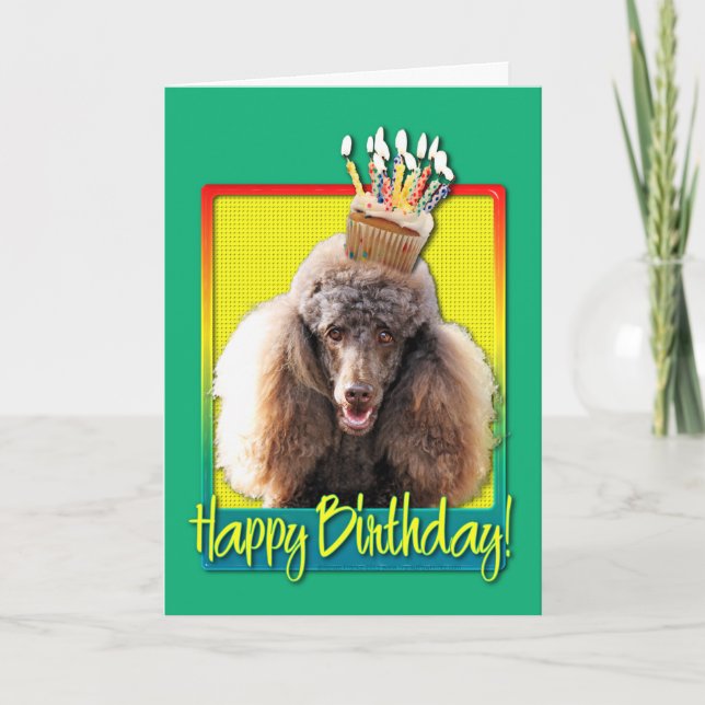 Cartão Cupcake de aniversário - Poodle - Chocolate (Frente)