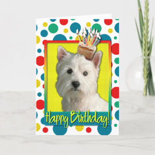 Cartão Cupcake de aniversário - West Highland Terrier