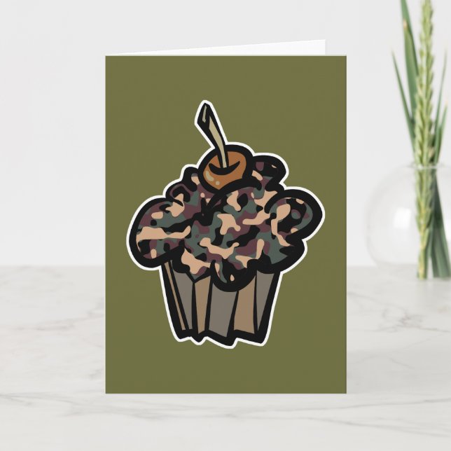 Cartão cupcake de camuflagem (Frente)