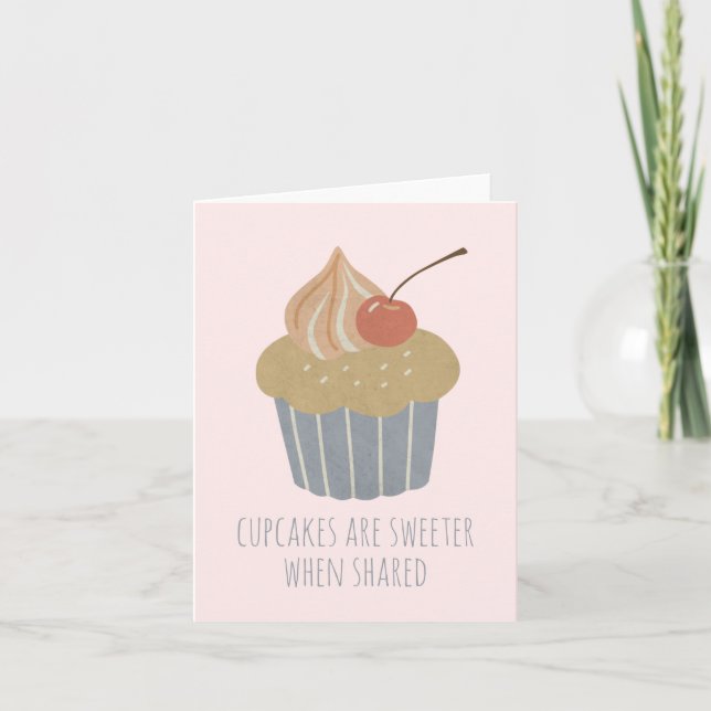 Cartão Cupcake de Cereja Pastel Personalizável (Frente)