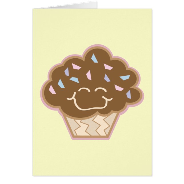 Cartão cupcake de chocolate feliz (Frente)