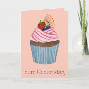 Cartão Cupcake de Fruta de aniversário alemão