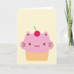 Cartão Cupcake de Gato Bonito