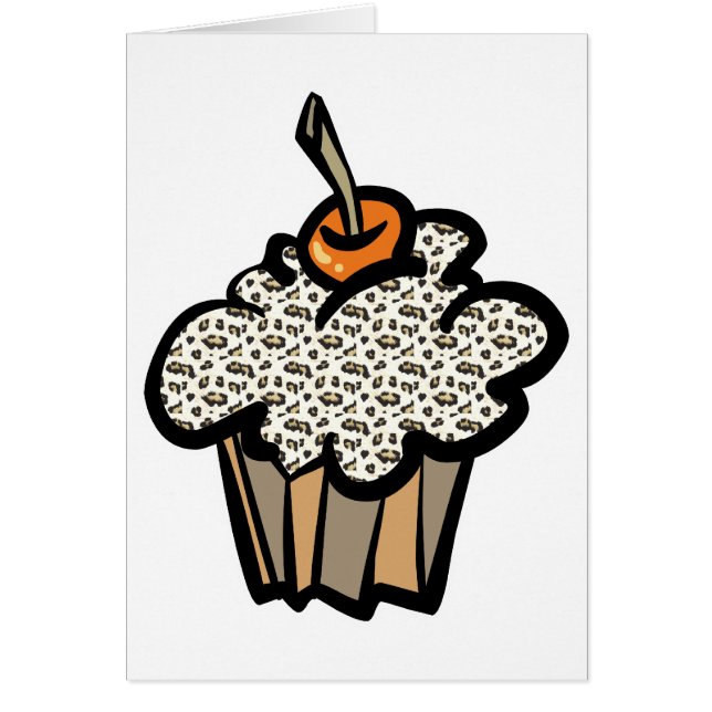 Cartão cupcake de impressão leopardo (Frente)