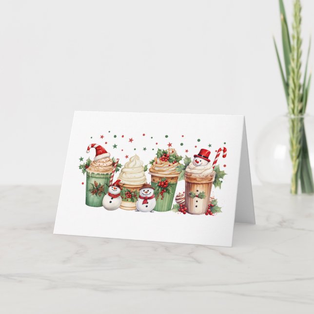 Cartão Cupcake de Natal Bebe Tratamentos de Férias e Neve (Frente)