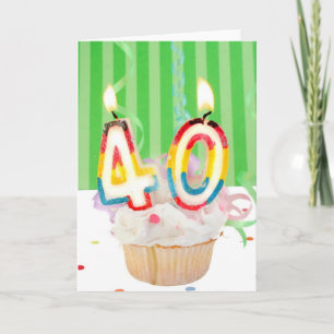 Cartão cupcake do 40º aniversário com velas