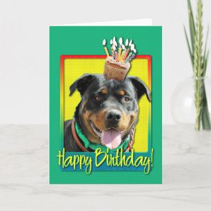 Cartão Cupcake do aniversário - Rottweiler - SambaParTi