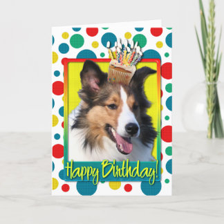 Cartão Cupcake do aniversário - Sheltie