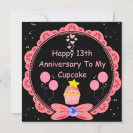 Cartão Cupcake Engraçado 13 do Aniversário Esposa Rosa La