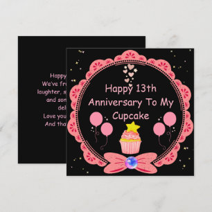 Cartão Cupcake Engraçado 13 do Aniversário Esposa Rosa La