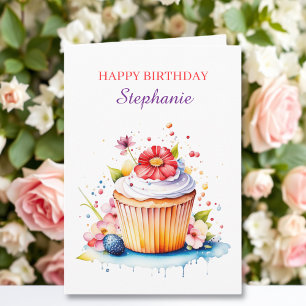 Cartão Cupcake Sentimental Personalizado Aniversário para