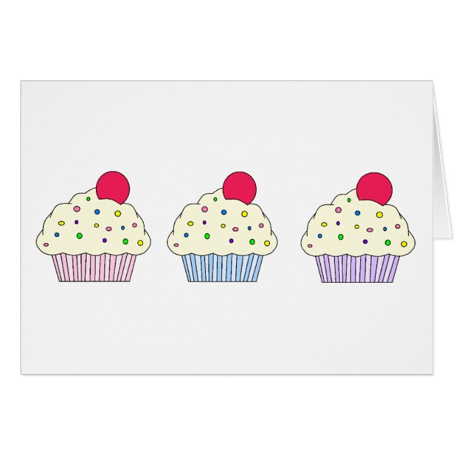 Cartão Cupcakes da baunilha (Frente Horizontal)