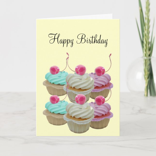 Cartão Cupcakes da cereja (Frente)