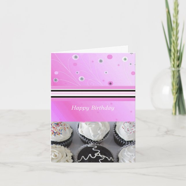 Cartão Cupcakes de aniversário (Frente)