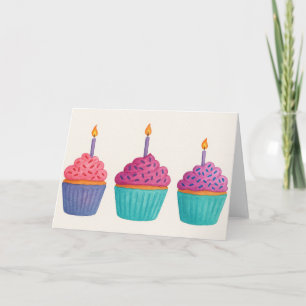 Cartão Cupcakes de Aquarela