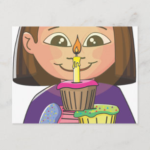 Cartão Cupcakes de menina de aniversário