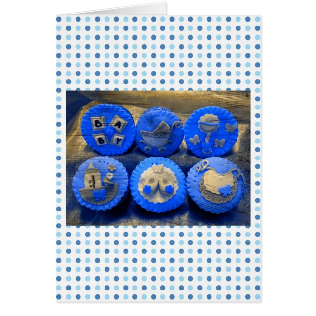 Cartão Cupcakes Elétricas Blue Baby Boy (Frente)