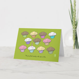 Cartão Cupcakes em Wasabi com a Vela de Aniversário