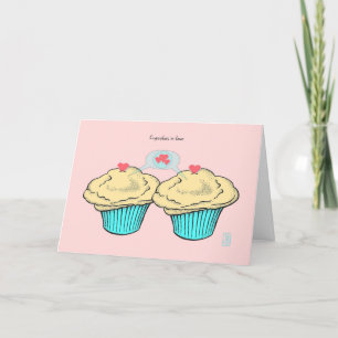 Cartão Cupcakes no AmorCustardBlueBlueNamorados