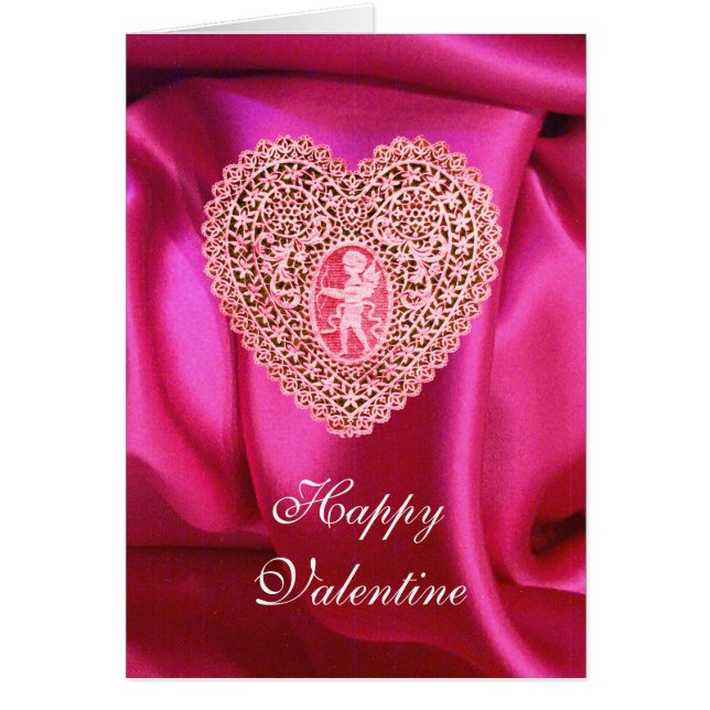 CARTÃO CUPID LACE HEARK SILK FUCHSIA PINK COR (Frente)