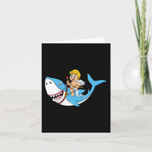 Cartão Cupid Riding Shark Dia de os namorados Divertido M