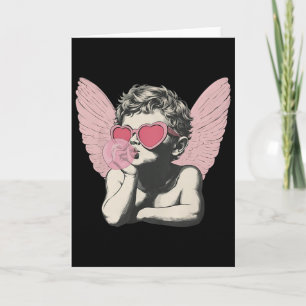 Cartão Cupido Fofo Vintage De Óculos De Sol Soprando Bolh