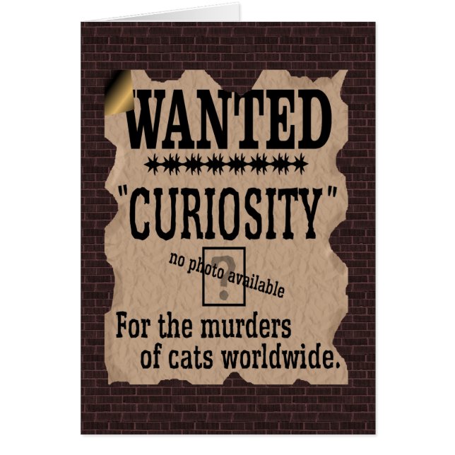 Cartão Curiosidade Matou o Poster de Querido Gato - Vinta (Frente)