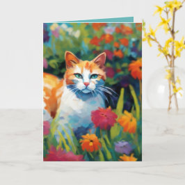 Cartão Curious Cat In the Garden Greetings Card