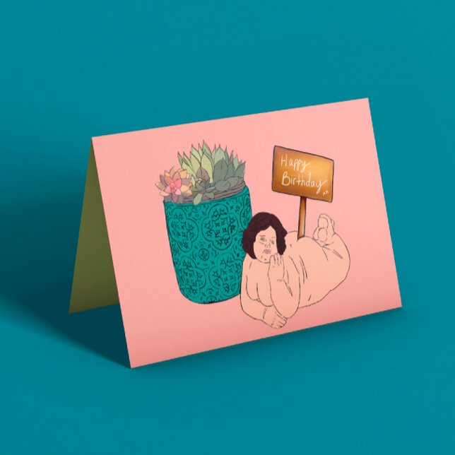 Cartão Curvy Plant Lady Birthday (Criador carregado)