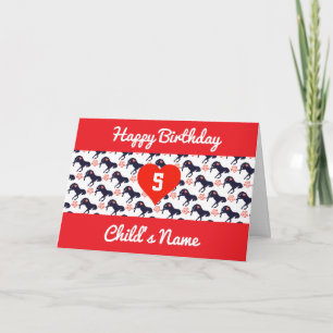 Cartão Custom Age Card for Kids Horses and Roses Pattern