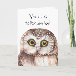 Cartão Custom Best Grandson Cute Owl Humor