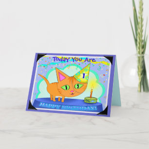 Cartão Custom Birthday Cat Greeting Card