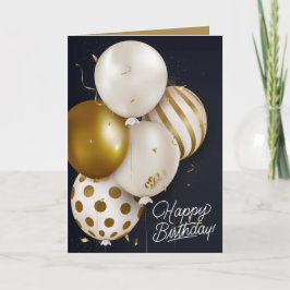 Cartão Custom Birthday Gold White Balloons Greeting Card