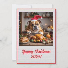 Cartão Custom Digital Bulldog Yappy Christmas Turkey Xmas