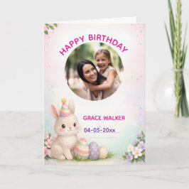 Cartão Custom Easter Bunny and Photo Happy Birthday