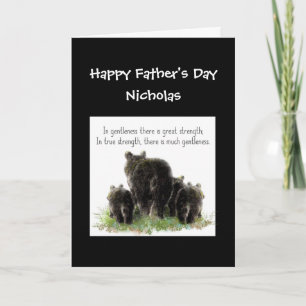 Cartão Custom Father's Day Poppa Bear Wife & Kids Humor