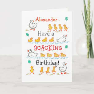 Cartão Custom Front Fun Ducklings Quacking Birthday