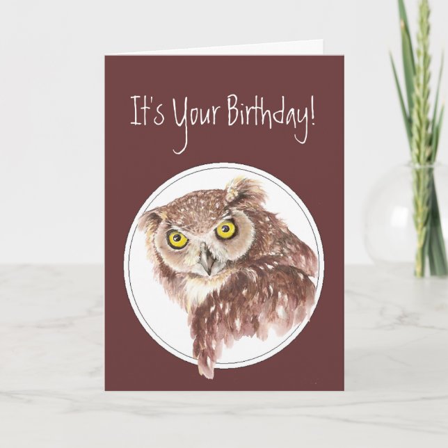 Cartão Custom Funny Birthday Owl with Attitude Bird Humor (Frente)